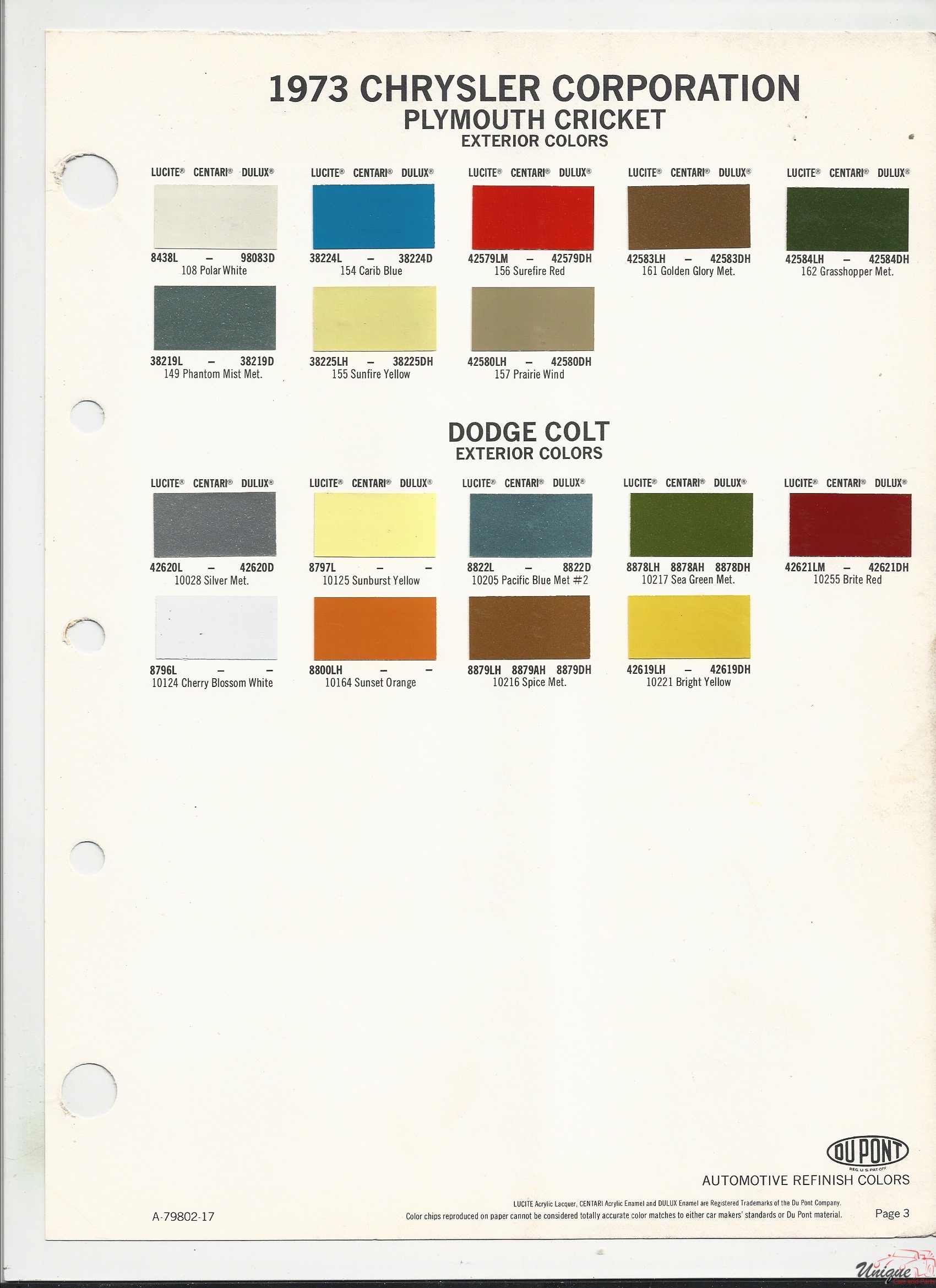 1973 Chrysler-2 Paint Charts